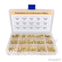 ✵❂ 330pcs M2/M3/M4/M5/M6/M8 Brass Threaded Insert Nuts Set Embedded Nut Combination Copper Nut Brass Knurled Round Molded-in Packed