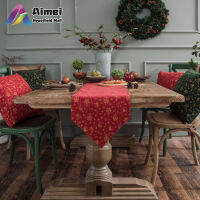 AIMEI คริสต์มาสสีแดงโมบายกระดิ่งลมโต๊ะปั๊มทอง/Placemat ตกแต่งงานปาร์ตี้ในบ้าน