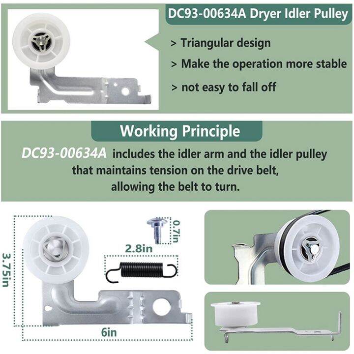 dryer-repair-kit-includes-dc97-16782a-dryer-roller-includes-dc93-00634a-idler-pulley-includes-6602-001655-dryer-belt-for-samsung-dryer