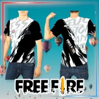 (in stock) T-shirt GAMING Esports FREE FIRE Short Sleeve O-Neck Free Custom Logo Full Print 3D Latest Art4 (free nick name and logo)