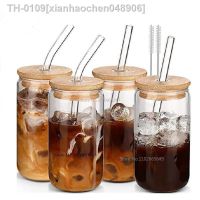 ☽❡⊕ xianhaochen048906 400/550ml copo de vidro com tampa palha transparente bolha chá suco cerveja coque pode leite mocha copos café da manhã caneca drinkware