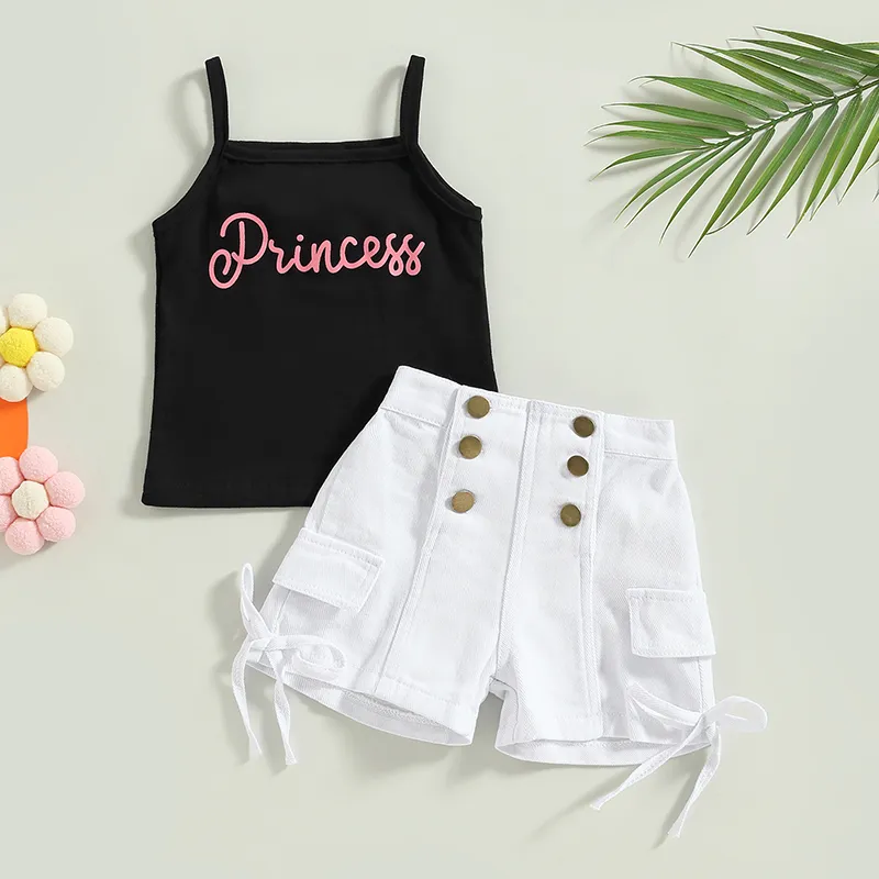 Infant Baby Girl Summer Clothes Outfit Solid Sleeveless Top Elastic Short  Pants Short Set 2Pcs Girl (White, 4-5 Years)