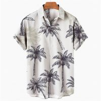 The new 2023 Europe and the United States mens shirts cross-border Hawaii amazon digital 3 d printing mens wear loose shirt