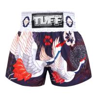 กางเกงมวย กางเกงมวยไทย  กางเกงกีฬา ทัฟฟ์ มวยไทย กางเกงมวยไทยTUFF Muay Thai Boxing Shorts Navy Blue Japanese Drawing Crane Birds