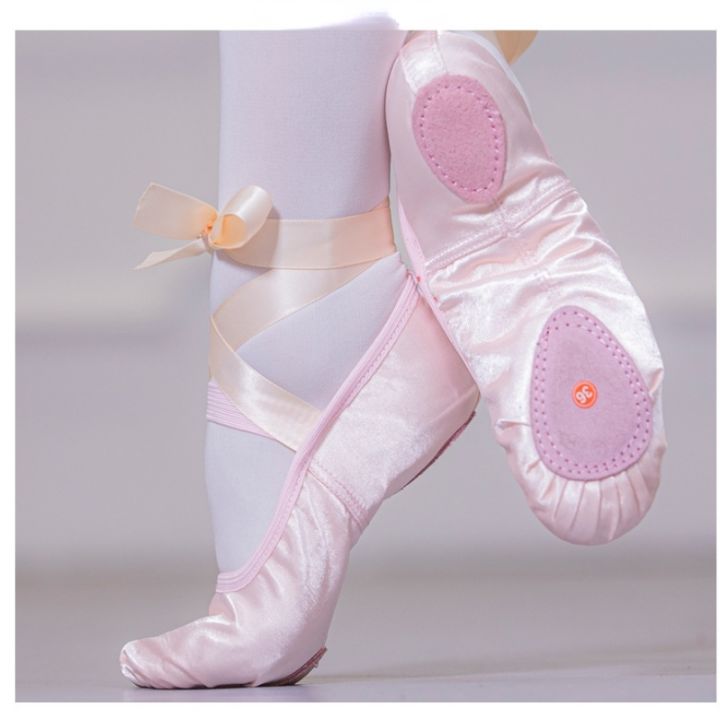 danza-รองเท้าบัลเล่ต์บัลเล่ต์เนื้อนุ่มสำหรับผู้ใหญ่-รองเท้าเต้นรำฝึกบัลเลต์สีชมพูสำหรับผู้หญิง