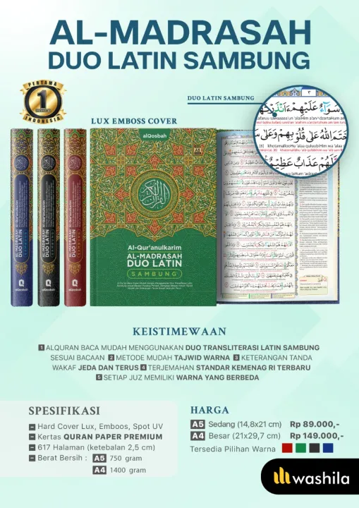 Al Quran DUO LATIN A4 SAMBUNG Ukuran Besar Al Qosbah AL MADRASAH ...