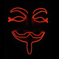 V for Vendetta หน้ากากเรืองแสงฮาโลวีนปาร์ตี้ LED แสงเย็น EL หน้ากากเรืองแสงผู้ผลิตเน้นแฟลชสามส่วน