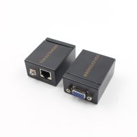 HESMAR ตัวรับสัญญาณ VGA Extender 60เมตร อะแดปเตอร์ เครื่องส่งสัญญาณ ตัวขยายสัญญาณเครือข่าย VGA เป็น RJ45 ไม่จำเป็นต้องตั้งค่า สายต่อขยาย ตัวขยายสัญญาณ VGA เป็น RJ45 สำหรับคอมพิวเตอร์/โปรเจคเตอร์/โทรทัศน์/