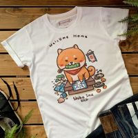 Shiba Inu " w e l c o m e  H o m e " t-shirt เสื้อยืด ลายน้องหมาชิบะ S-5XL