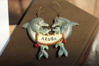 {6shop Department Store} Caribbean Sea ARUBA Dolphins Tourist Travel ของที่ระลึก3D แม่เหล็กติดตู้เย็นเรซิ่น Craft GIFT