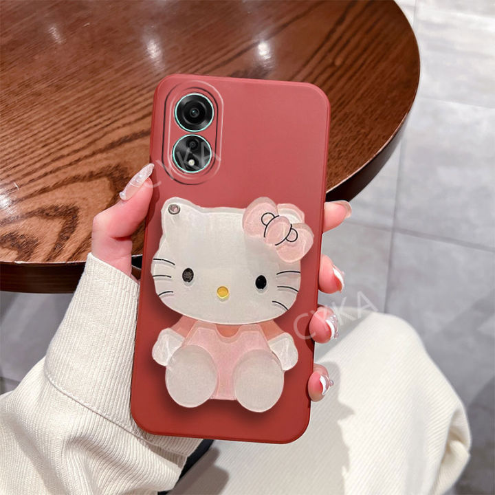 เคสโทรศัพท์เคสกระจกเงาน่ารัก-oppo-a18-a38-a78-4g-5g-nfc-ให้ความรู้สึกถึงผิวสัมผัส-oppoa78-4g-พร้อมที่วางโต๊ะเครื่องแป้งการ์ตูนเคสนิ่ม-oppoa38ป้องกันเลนส์กล้อง4g