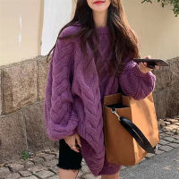 Spot parcel post R Japanese Cable-Knit Sweater Women 2023 Autumn New Loose and Lazy Style Mid-Length Soft Glutinous Sweater Top