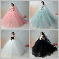 Doll Dresses Long Tail Evening Gown Wedding Dress Veil for Barbie Doll Accessories