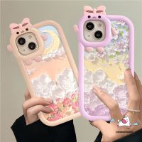 Vivo Y20 Y35 Y02s Y12 Y17 Y16 V25E Y15A Y51 Y12i 3D Y30 Y21 Y91 Y22s Y75 Y11น่ารักโบว์เลนส์มอนสเตอร์ตัวน้อยเคสแบบนิ่มลายดอกไม้