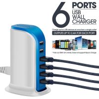 30W 6 Port USB Hub 6A Rapid Charger USB Adapter Charging Station Desktop Extension Socket Platooninsert Hub Laptop Accessories