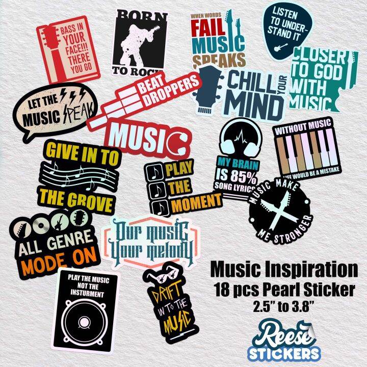 18 pcs Music Inspiration Decals Modern Chic Aesthetic Sticker