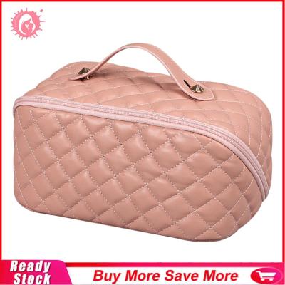 กระเป๋า Tas Kosmetik บุหนัง PU ใส่เครื่องสำอางแบบพกพามีซิปนุ่มสำหรับเดินป่าตั้งแคมป์ความจุมาก