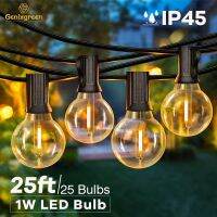 [Afei Toy Base]IP45 25FT Fairy String ไฟตกแต่งคริสต์มาสกลางแจ้ง Light 1W G40 Led หลอดไฟหรี่แสงได้ Patio String Light งานแต่งงาน