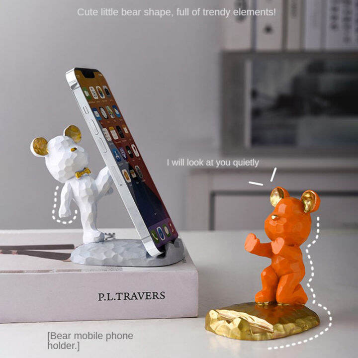 yizhuoliang-home-decoration-น่ารักหมีโทรศัพท์-holder-โต๊ะทำงานอุปกรณ์เสริมความงาม-kawaii-room-decor-gadgets-เดสก์ท็อปประติมากรรมของขวัญ