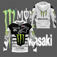 ใหม่ เสื้อกันหนาว เสื้อแจ็กเก็ตลําลอง มีฮู้ด พิมพ์ลายโลโก้ Kawasaki 3 มิติ พลัสไซซ์ แฟชั่นฤดูใบไม้ผลิ และฤดูใบไม้ร่วง สําหรับผู้ชาย