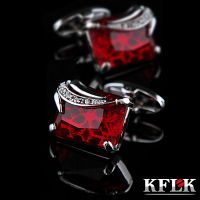 【YF】 KFLK Jewelry shirt cufflinks for mens Wedding Brand cuff buttons Red Pierced links High Quality abotoaduras guests