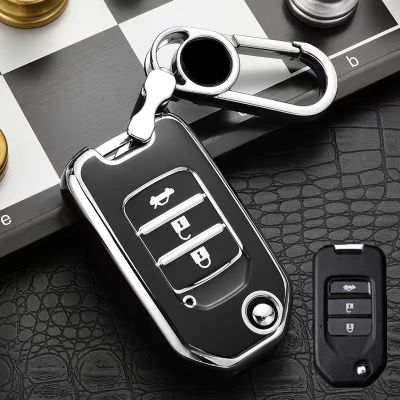 กุญแจรถหุ้มกุญแจรถ TPU สำหรับรถฮอนด้าโครเมียมการสะท้อนแสง CRV ACCORD รถหุ้มกุญแจรถเมือง HRV BRV JAZZ CIVIC Chrome