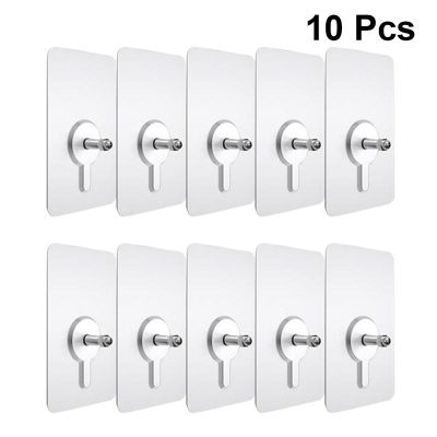 10pcs Punch-Free Non-Marking Screw Stickers Wall Picture Hook Invisible Traceless Hardwall Drywall Picture Hanging Kit