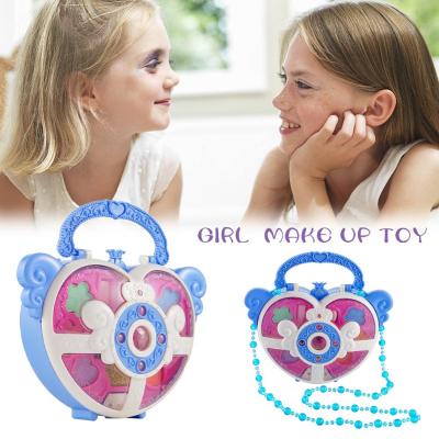 Heart-shaped Kids Safe Simulation Real Makeup Kit Storage Set Toy Bag Toy Box Crossbody Pretend Washable Cosmetics Play Non-toxic U9G4