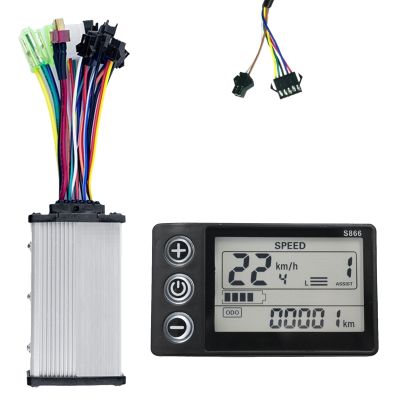 S866 Controller Panel Dashboard +36V 350W Sine Wave Controller Electric Bike LCD Display for E-Bike Scooter(SM Plug)