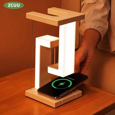 โต๊ะโคมไฟตั้งโต๊ะแขวนฟิสิกส์สำหรับตกแต่งที่ชาร์จแบบไร้สายหลอดไฟ LED กลางคืนโคมไฟตกแต่งห้องห้องนอนบ้าน