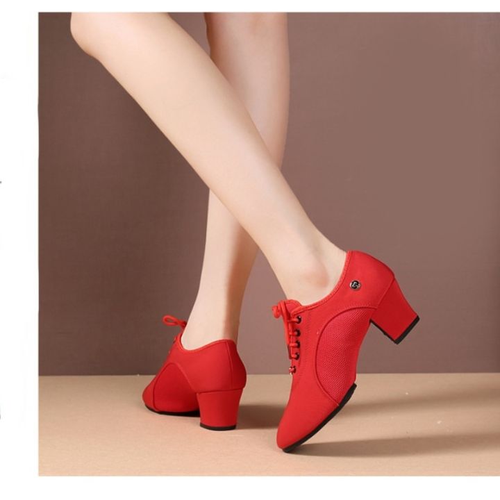 รองเท้าผ้าใบรองเท้าเต้นรำละตินสำหรับผู้หญิง39-s-แจ๊สซัลซ่าเต้นแทงโก้สำหรับผู้หญิงพื้นรองเท้านุ่มส้นสูงระดับกลางไม่ลื่นผู้หญิง