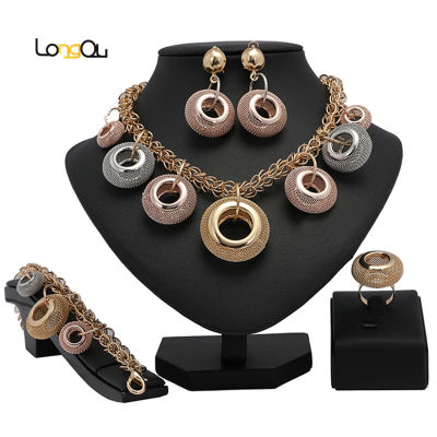 LongquFashion jewelry collection Dubai elegant women colorful necklaces crystal celets glamour bridal earrings ring wedding a