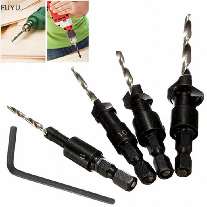 fuyu-4pcs-5ขลุ่ย-hss-countersink-เจาะบิตชุดงานไม้ช่างไม้เครื่องมือ6-12