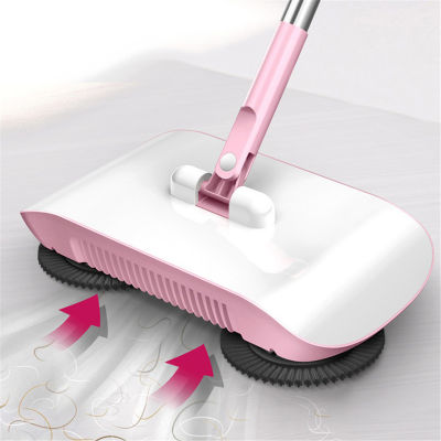 Hand Push Sweeper Floor Soft Broom Dustpan Set Household 2-in-1 Adjustable Mop Brush With Garbage Bin Household Vacuum Cleaner