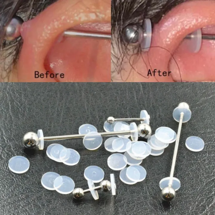 FEAT Piercing Soft Gasket Spacers Discs with Round Ring for Nose Ear