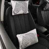 White Plush Neck Pillow for Car Seat Ze Lumbar Support Headrest Cute Black Accessories