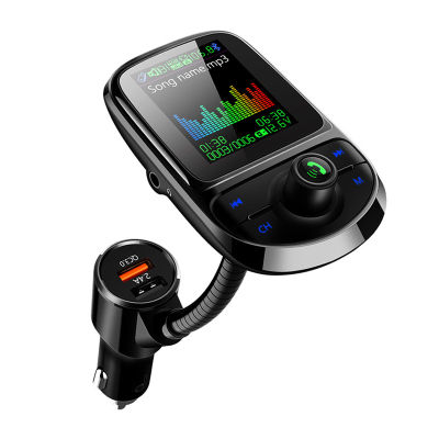 JaJaBor Bluetooth 5.0 Car Kit Handsfree FM Transmitter AUX Audio Receiver Car MP3 Player QC3.0 Quick Charge 1.8 inch Display