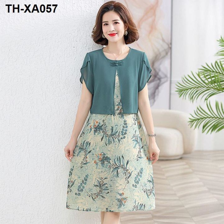 middle-aged-summer-chiffon-dress-mid-length-40-year-old-50-foreign-style-middle-aged-and-elderly-femininity-fake-two-piece