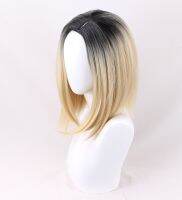 Halloween Bride Of Chucky Women Tiffany Blonde Omber Black Hair Middle Parting Wigs Jennifer Tilly Cosplay Wig + Wigcap