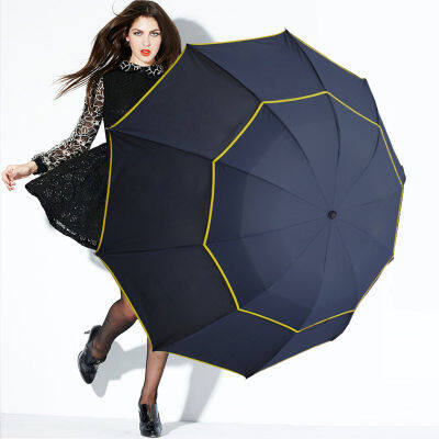 130cm Windproof Double Large Folding Umbrella Female Car Luxury Business Umbrellas Men Rain Women Gift Outdoor Parasol