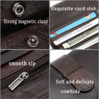 wallet mens genuine leather purse for clutch male s long Leather zipper business money bag 6018