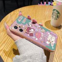 Jlingji เคสสำหรับ Realme 9i 5G Realme 10 5G 10T 10 PRo 5G 10 Pro + 10 Pro Plus เคสการ์ตูนสาวผู้โชคดีกันกระแทกขอบด้านข้างเคสโทรศัพท์สี่เหลี่ยมนิ่มแบบดั้งเดิมปลอกหุ้มโลหะสุดหรูฝาหลังเต็มตัวเคสป้องกันกล้อง