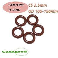 1 Buah Cincin Segel FKM O Ketebalan Paking CS 3.5Mm OD 105-150 Mm Karet Silikon Terisolasi Mesin Cuci Tahan Air Bentuk Bulat Merah