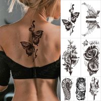 hot！【DT】●❀❀  Temporary Sticker Old School Moth Tatto Compass Flowers Arm Fake Sleeve Tatoo