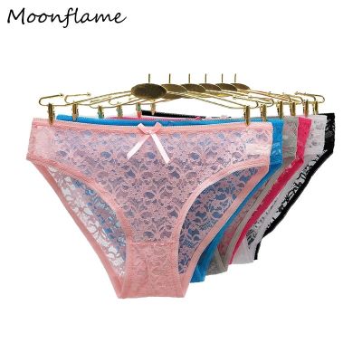 Moonflame กางเกงในลูกไม้5ชิ้น/ล็อต,กางเกงในชุดชั้นในผู้หญิงชุดชั้นในนุ่มขนาดกางเกงในโปร่งแบบเซ็กซี่ม. ล. XL 89395