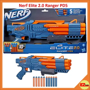 Nerf Elite 2.0 Ranger PD-5 Blaster, 5- Barrel Blasting, 10 Nerf Elite  Darts, Easy to Use, Dart Storage, Pump Action 