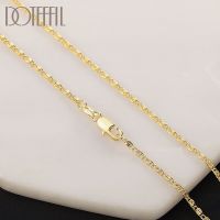 DOTEFFIL 925 Sterling Silver 16/18/20/22/24 Inch Gold 2MM Chain Necklace For Women Man Fashion Wedding Gift Jewelry