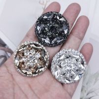 1pcs rhinestone round metal buttons shank for fur coat collar mink decorative accessories 38mm Haberdashery