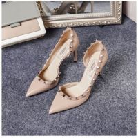 2023 New Shallow Mouth Pointed Toe Hollow Rivet Heels For Women Autumn Fashion Outdoor Dress Party Thin Heels Pumps