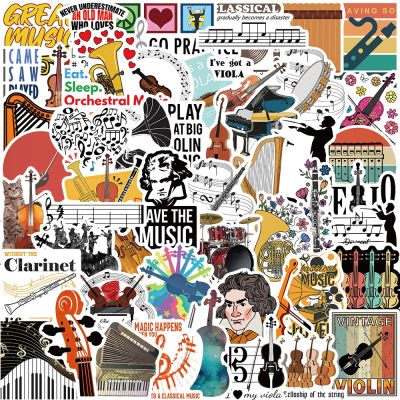 【YF】 10/52PCS Musical Instrument Music Cartoon Graffiti Stickers Refrigerator Luggage Kid Classic Sticker Decals